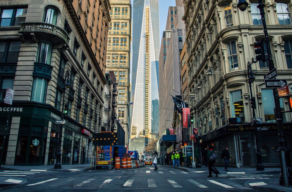 street view in New York of the freedom tower