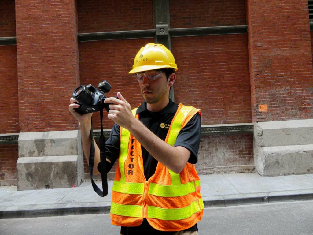 Engineer in New York City documenting the existing conditions of a structure before construction.