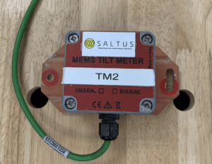 A close-up of a tiltmeter that Saltus uses during its construction monitoring services.